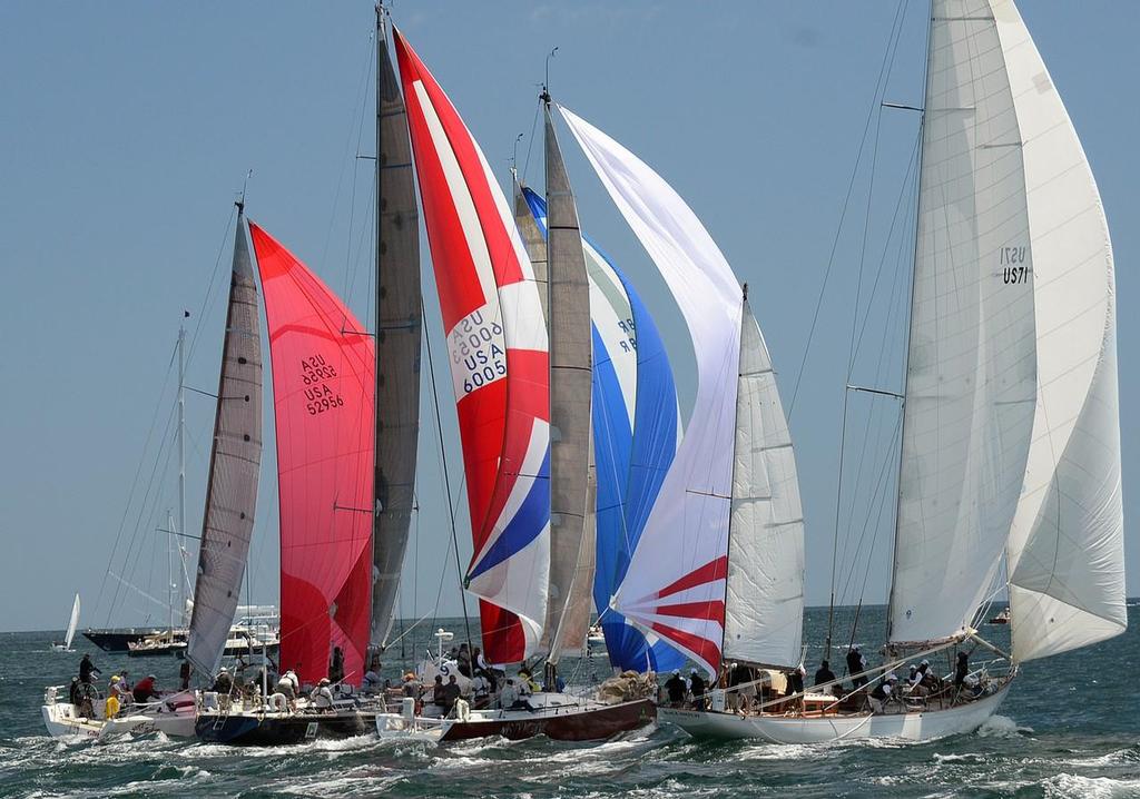 Black Watch US71 (R), the 1938 restored classic wooden yawl and a class winner in 2012 now under the command of John Melvin, will return for 2014. Here she is as the 48th Newport Bermuda Race got underway with the first spinnaker start since 2004. There were 165 boats in 17 classes and 6 divisions. - 49th Newport Bermuda Race 2014 © Talbot Wilson